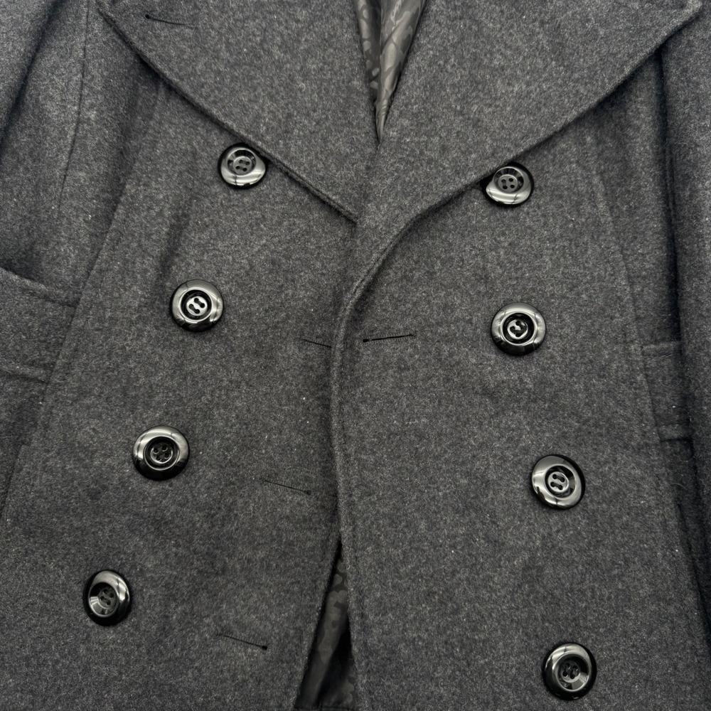 Guess Womens Wool Blend Double Breasted Pea Coat Charcoal Grey Peplum Jacket M - Picture 3 of 6